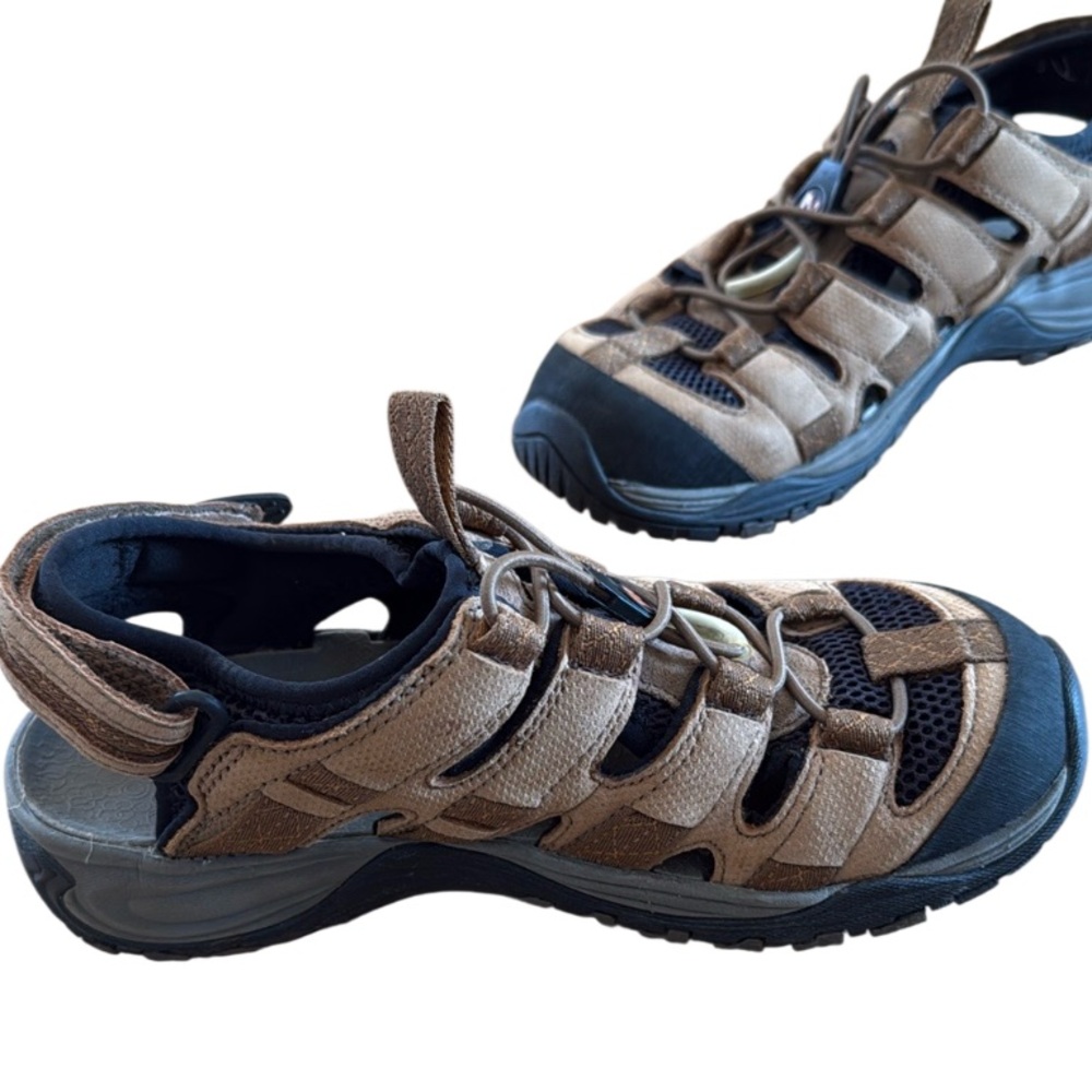 MERRELL SAUGATUCK TRAIL HIKING SPORTS PERFORMANCE SANDAL KANGAROO TAN BROWN SZ 7